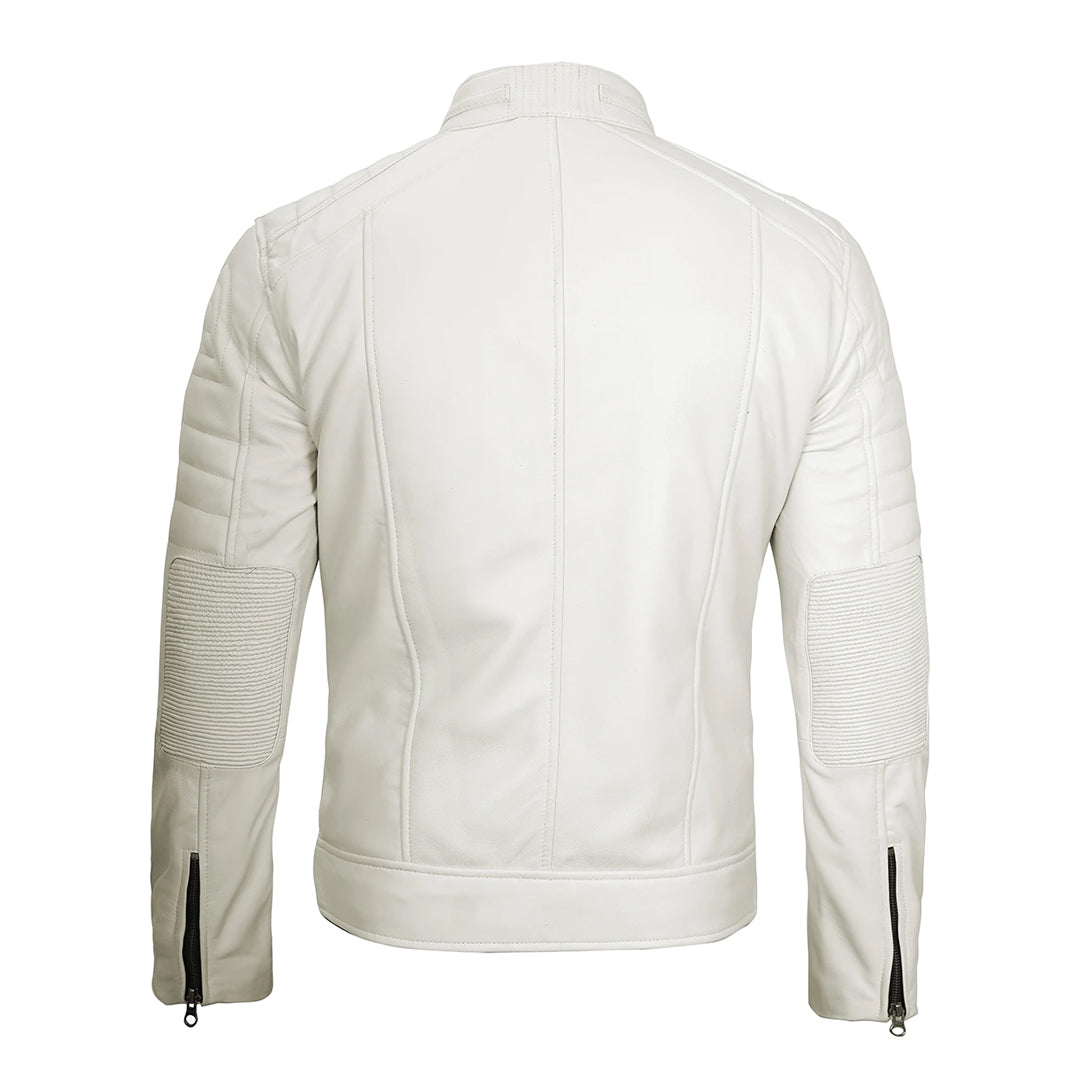 Men's Austin Off White Real Leather Jacket