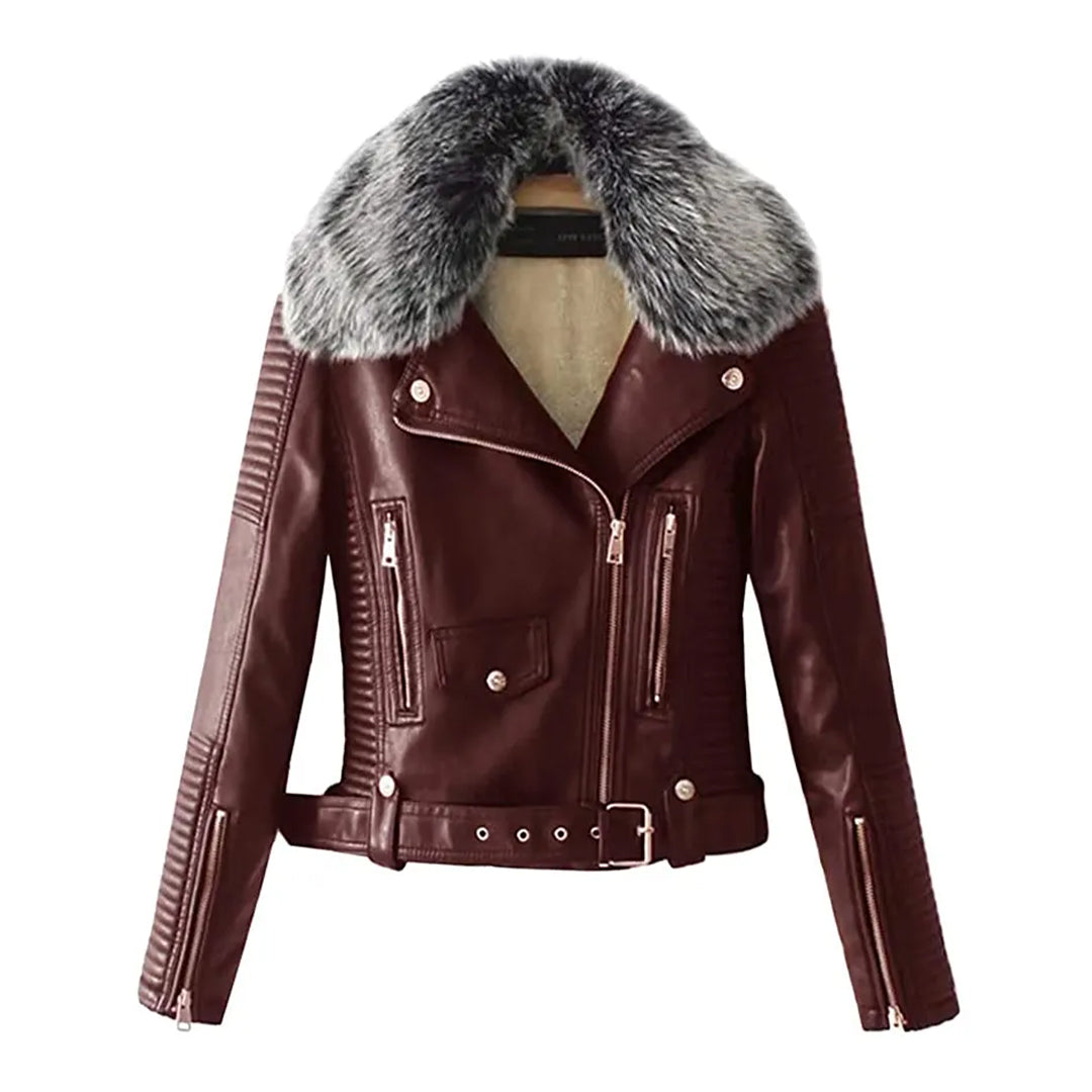 Women’s Faux Fur Quilted Moto Jacket