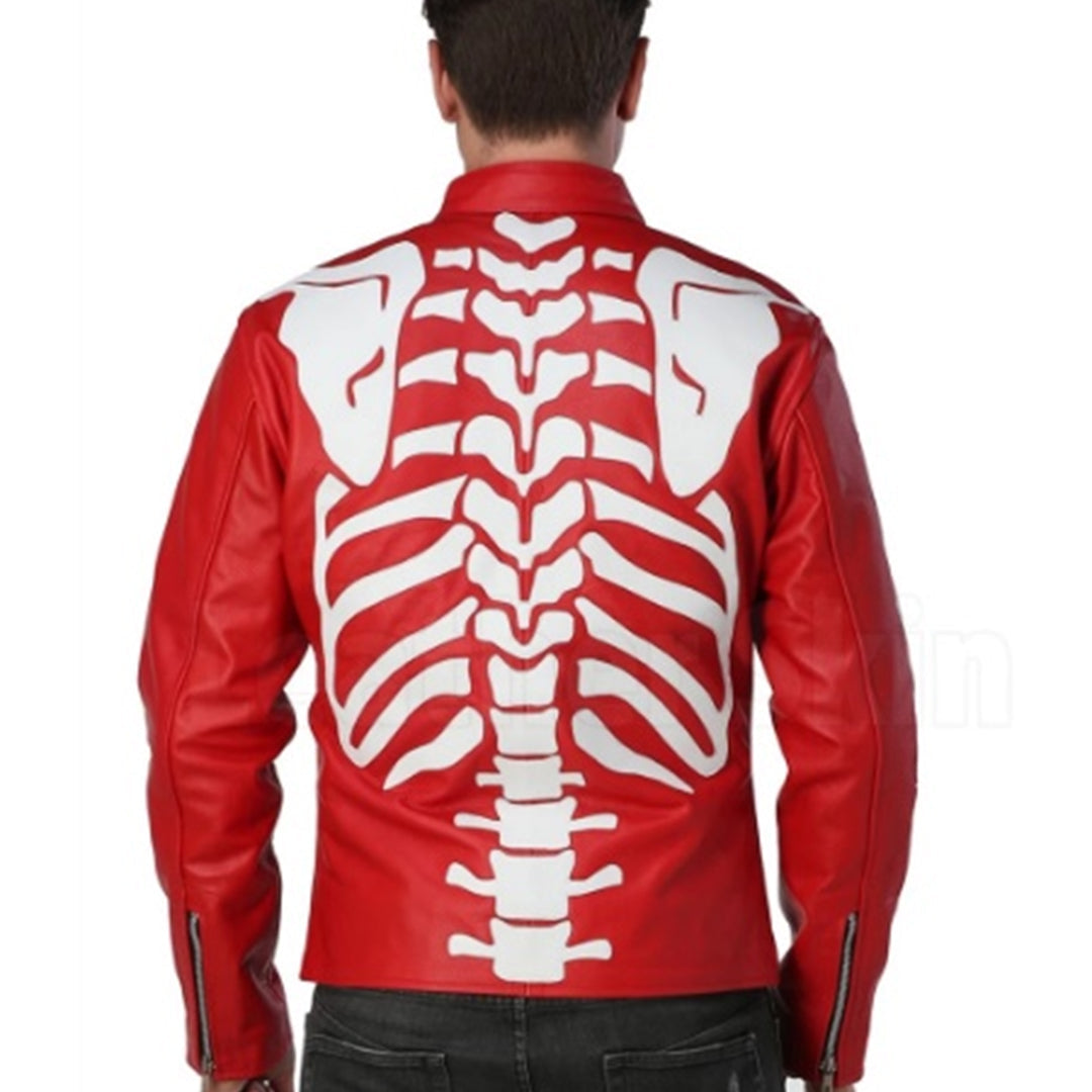 Skin Red Skeleton Biker Genuine Leather