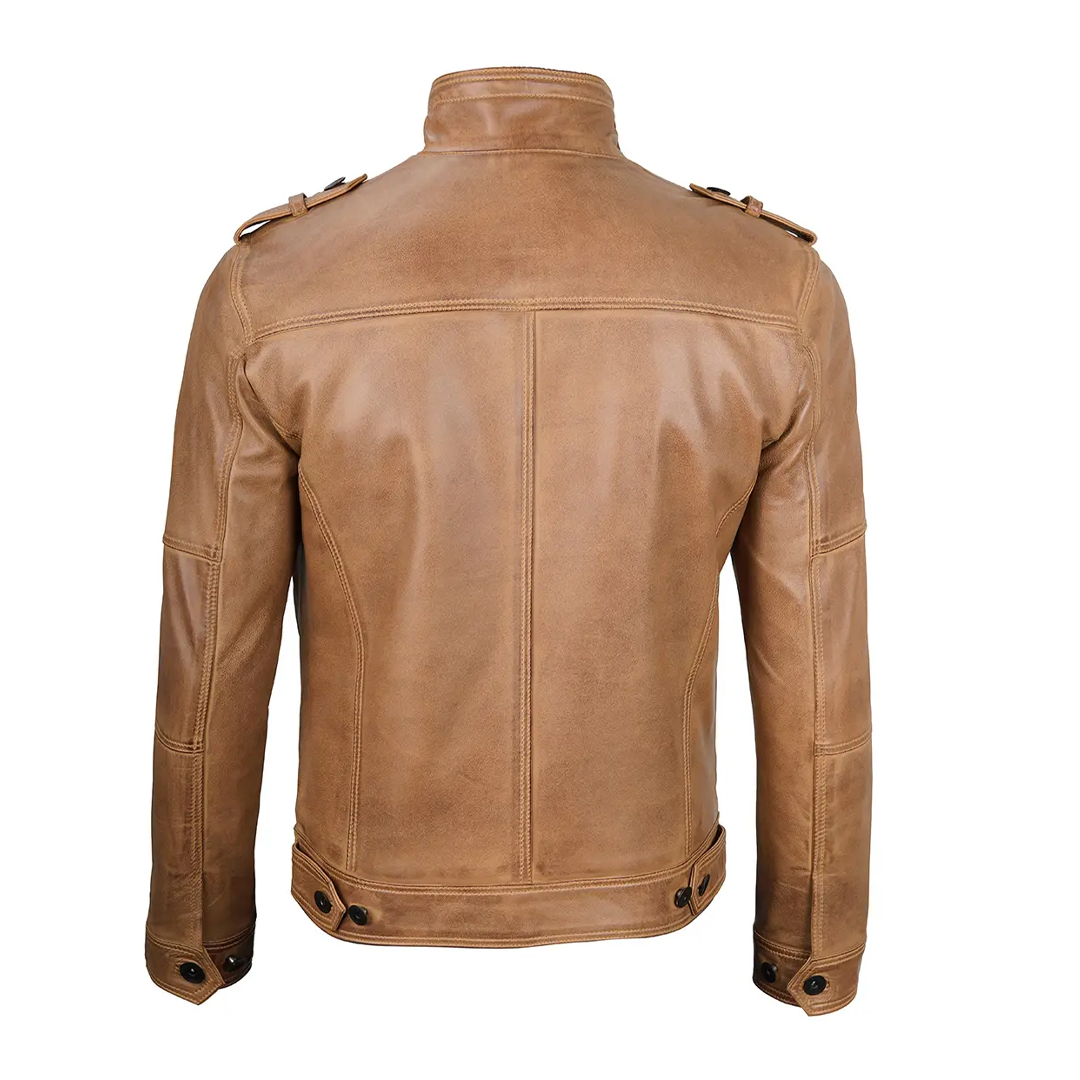 Men's Brown Cognac Biker Leather Jacket