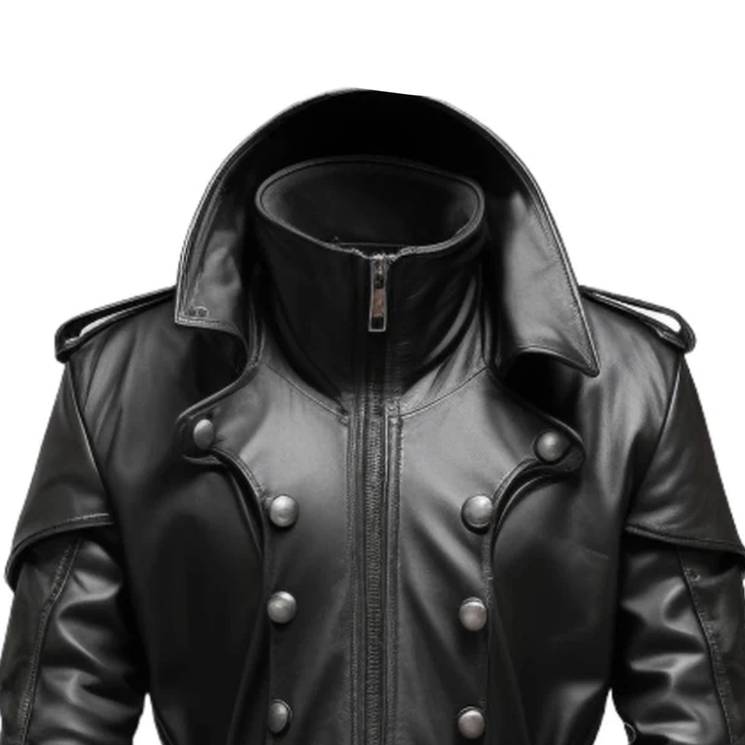 Black Stylish Hooded Leather Coat