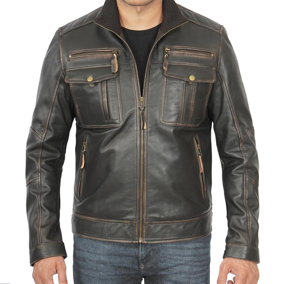 Men's Trucker Dark Brown Leather Jacket