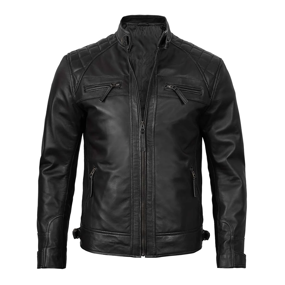 Men's Classic Black Real Biker Leather Jacket