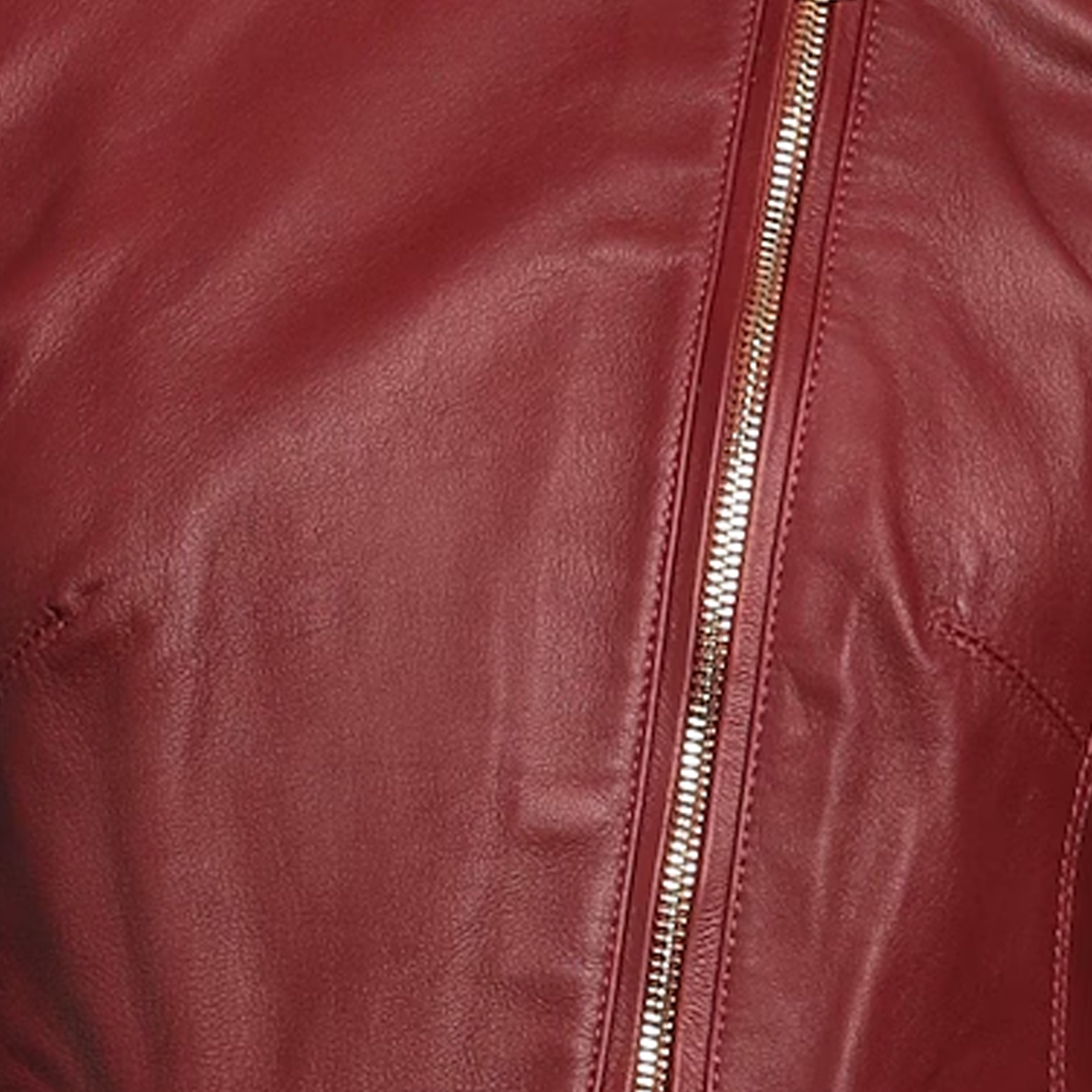 Women's Red Stewary Biker Leather Jacket