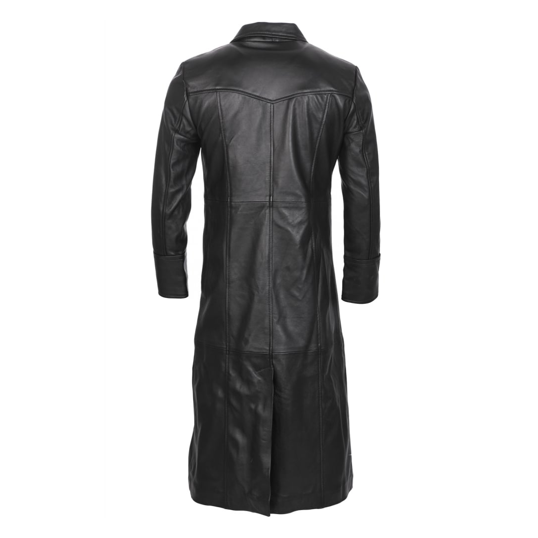 Black Attitude Full Length Leather Trench Coat