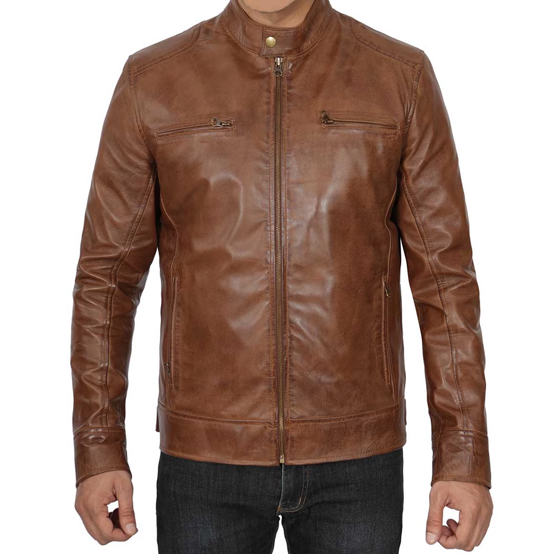 Men's Chocolate Brown Biker Leather Jacket