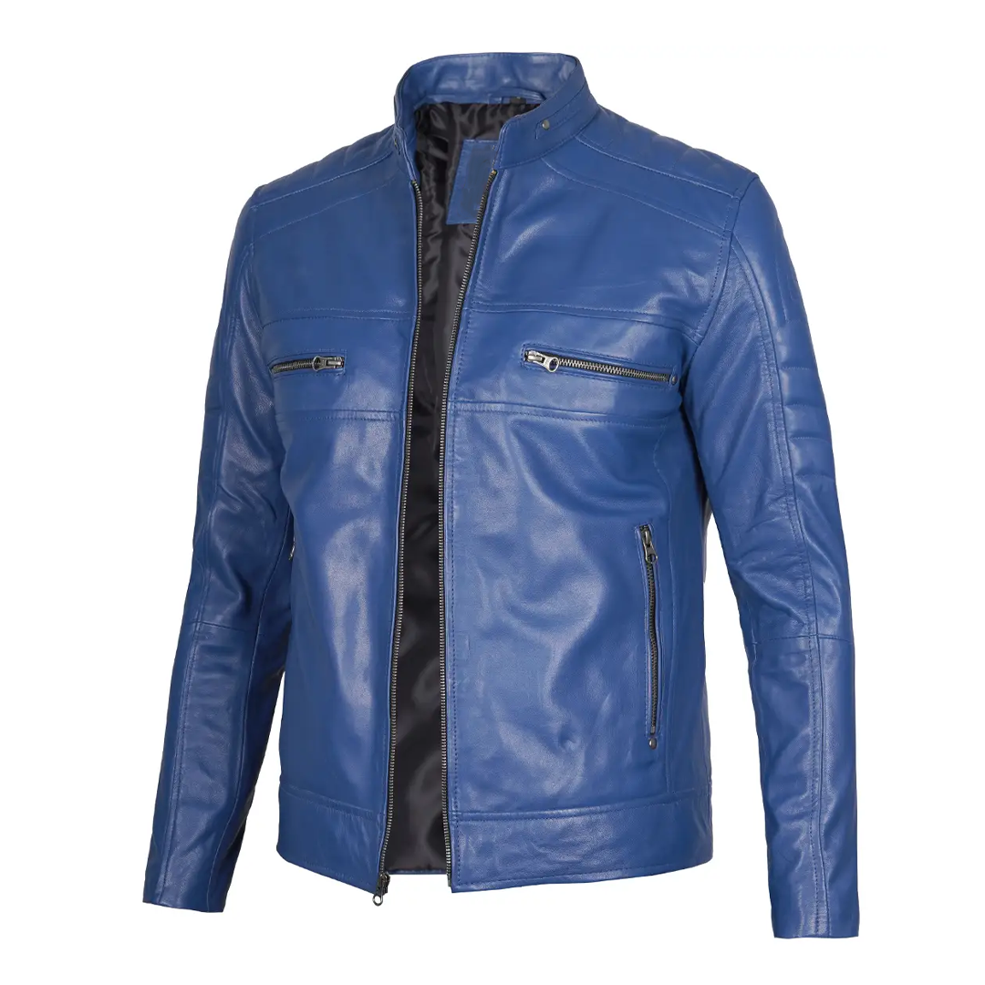 Men's Blue Austin Real Leather Jacket