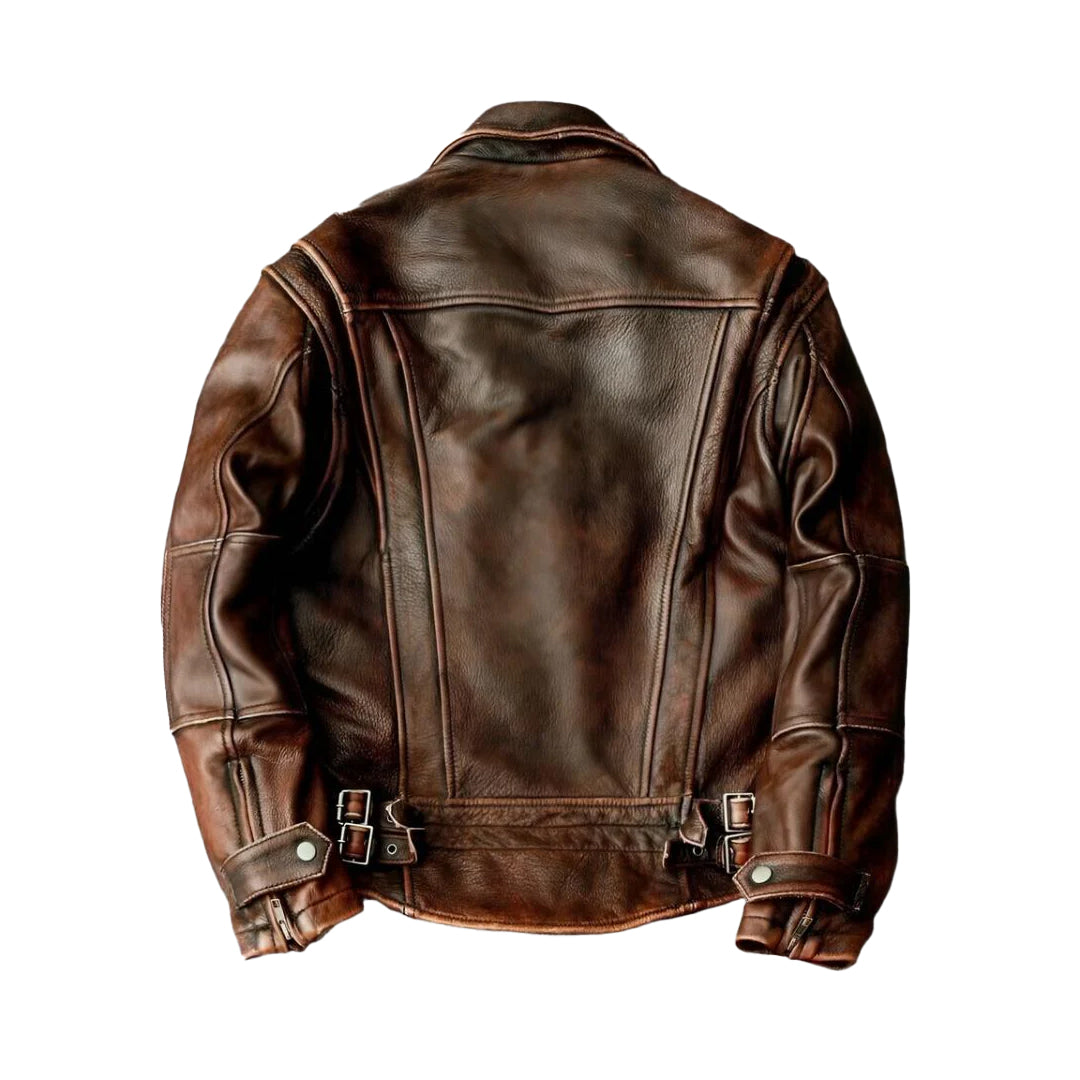 Men's Brown Vintage Biker Genuine Leather Jacket