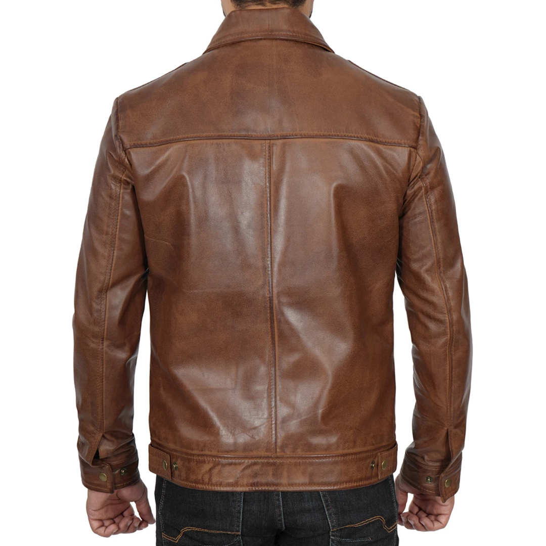 Men's Brown Harrington Vintage Leather Jacket