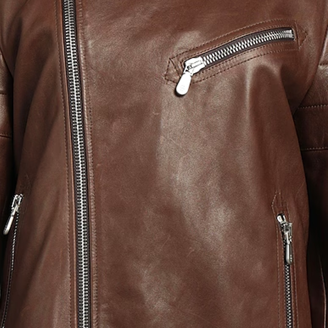 Women's Brown Eleventy Biker Leather Jacket