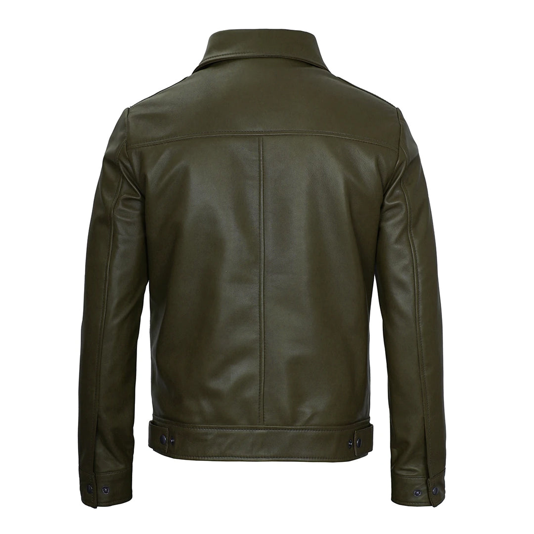 Men's Dark Green Harrington Leather Jacket