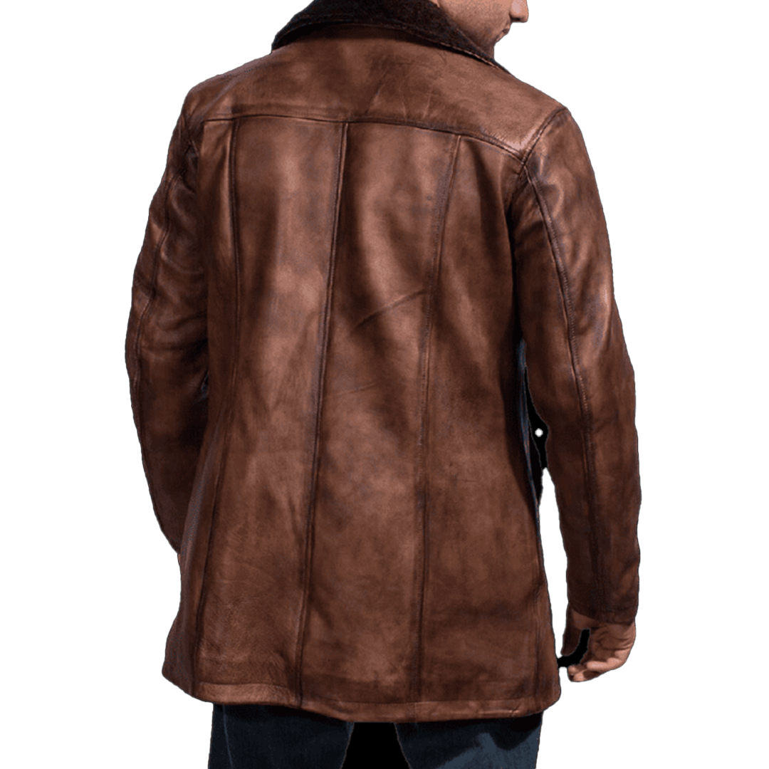 Brown Real Leather Long Coat