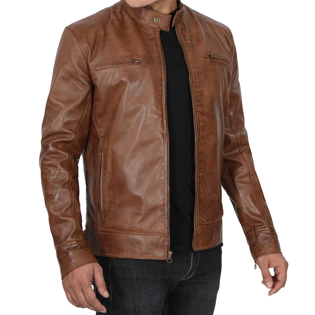 Men's Chocolate Brown Biker Leather Jacket