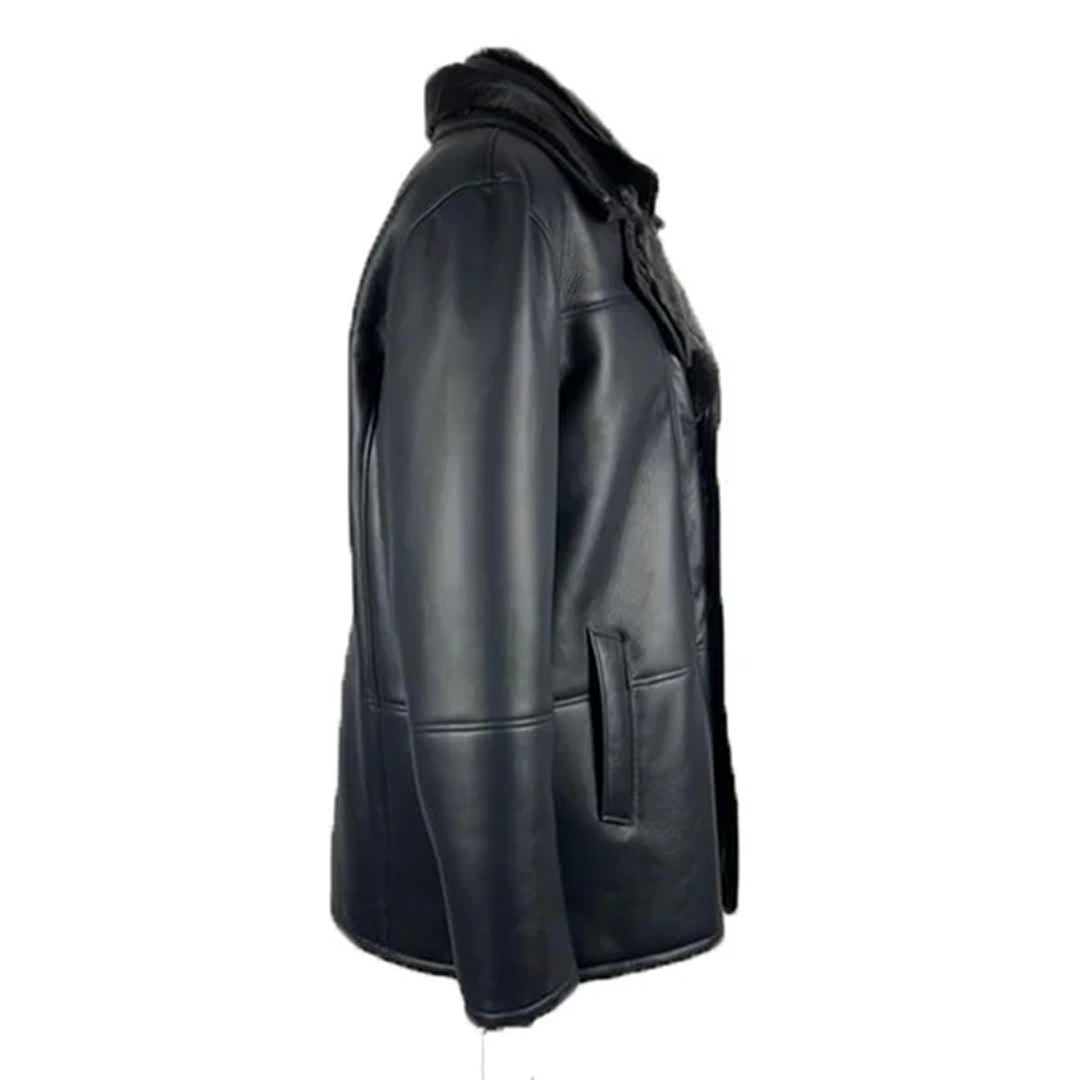 Black Alex's Shearling Driving Coat