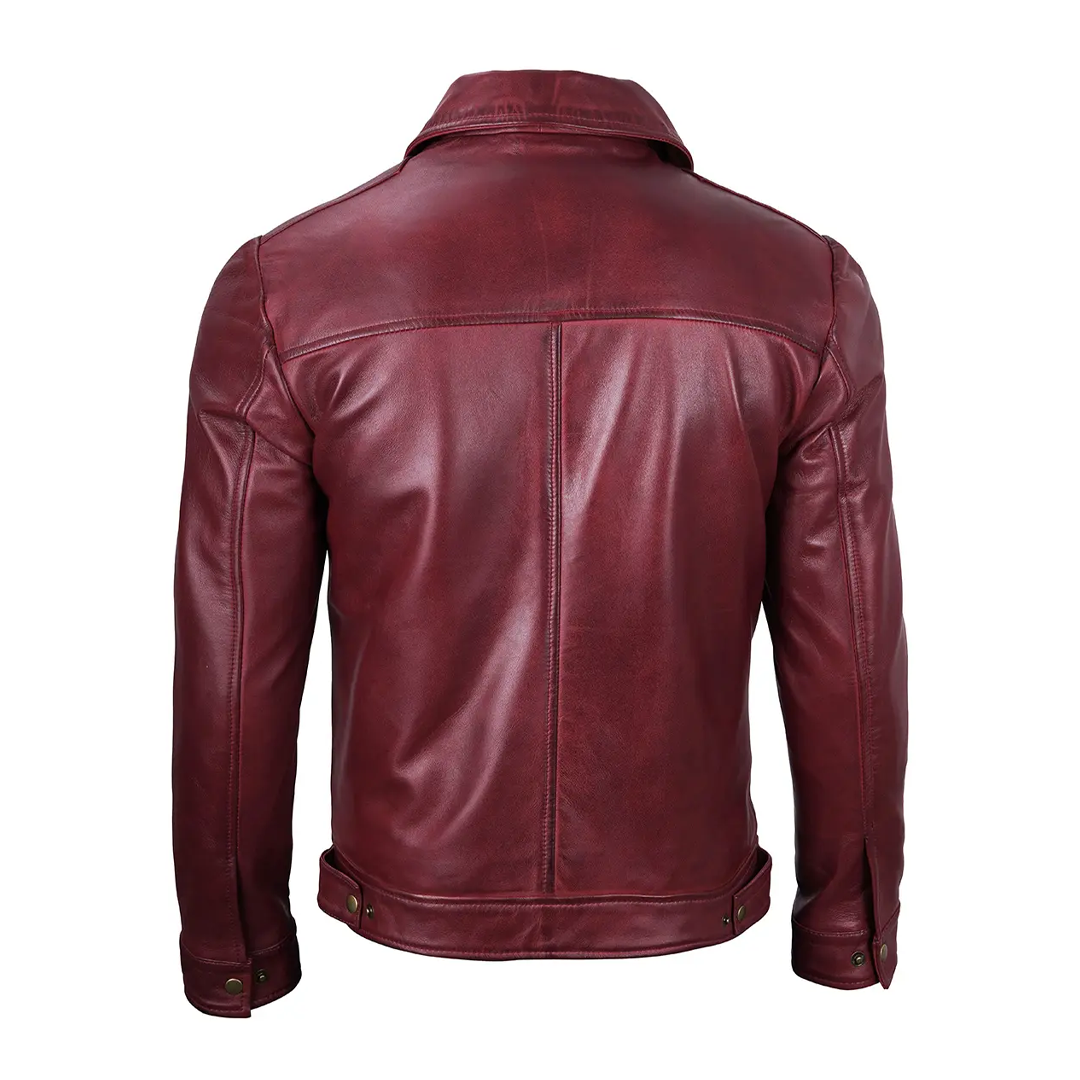 Men's Harrington Reeves Real Maroon Leather Jacket