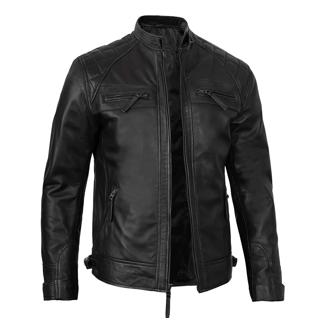 Men's Classic Black Real Biker Leather Jacket