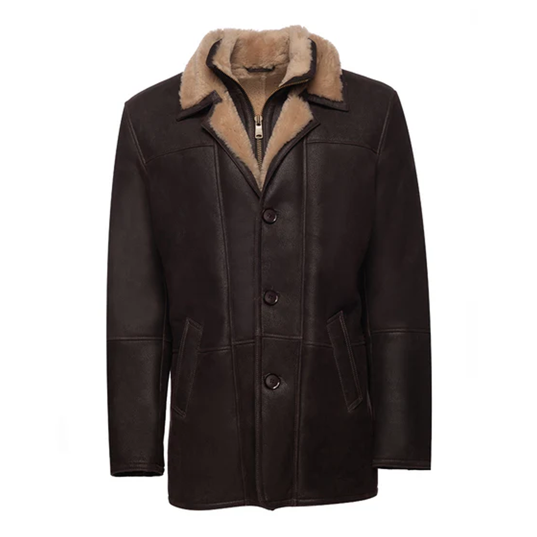 Brown Alex's Shearling Leather Coat