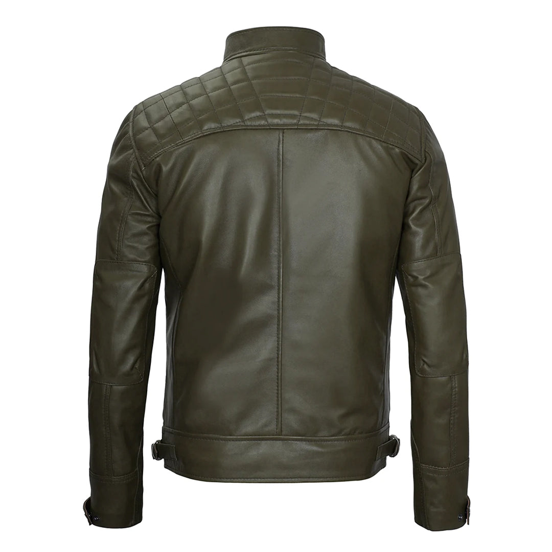 Men's Classic Dark Green Real Leather Jacket