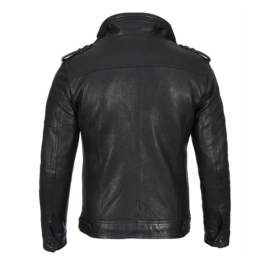 Men's Waxed Black Leather Jacket