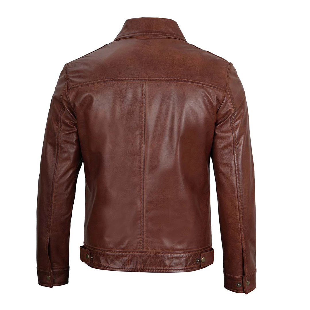 Men's Reeves Harrington Brown Real Leather Jacket