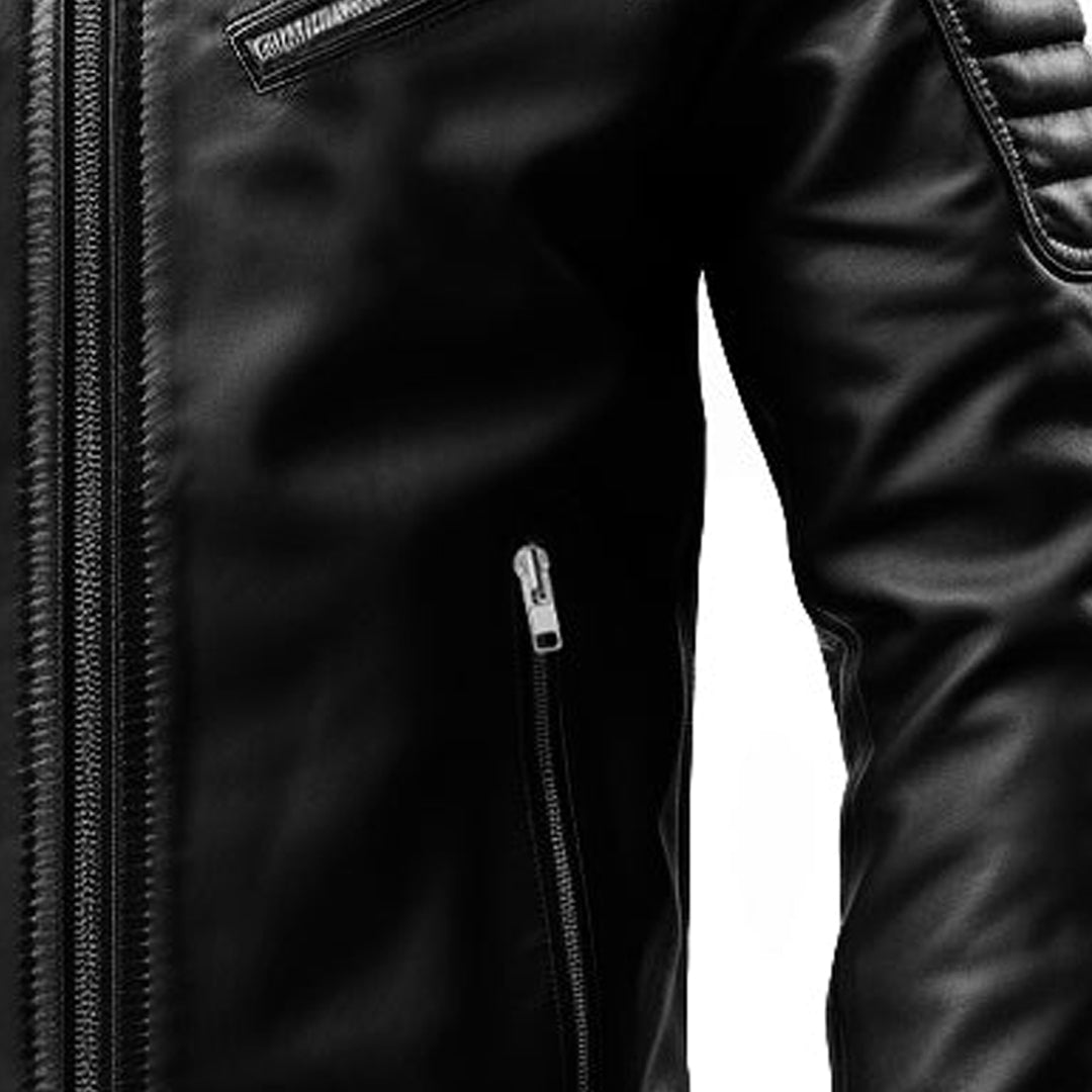 Men's Black Slim fit Genuine Leather Jacket