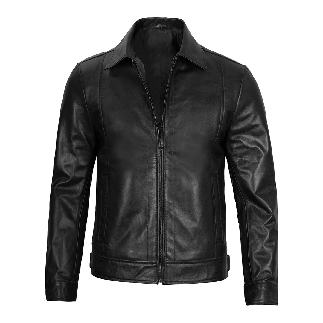 Men's Harrington Black Leather Jacket