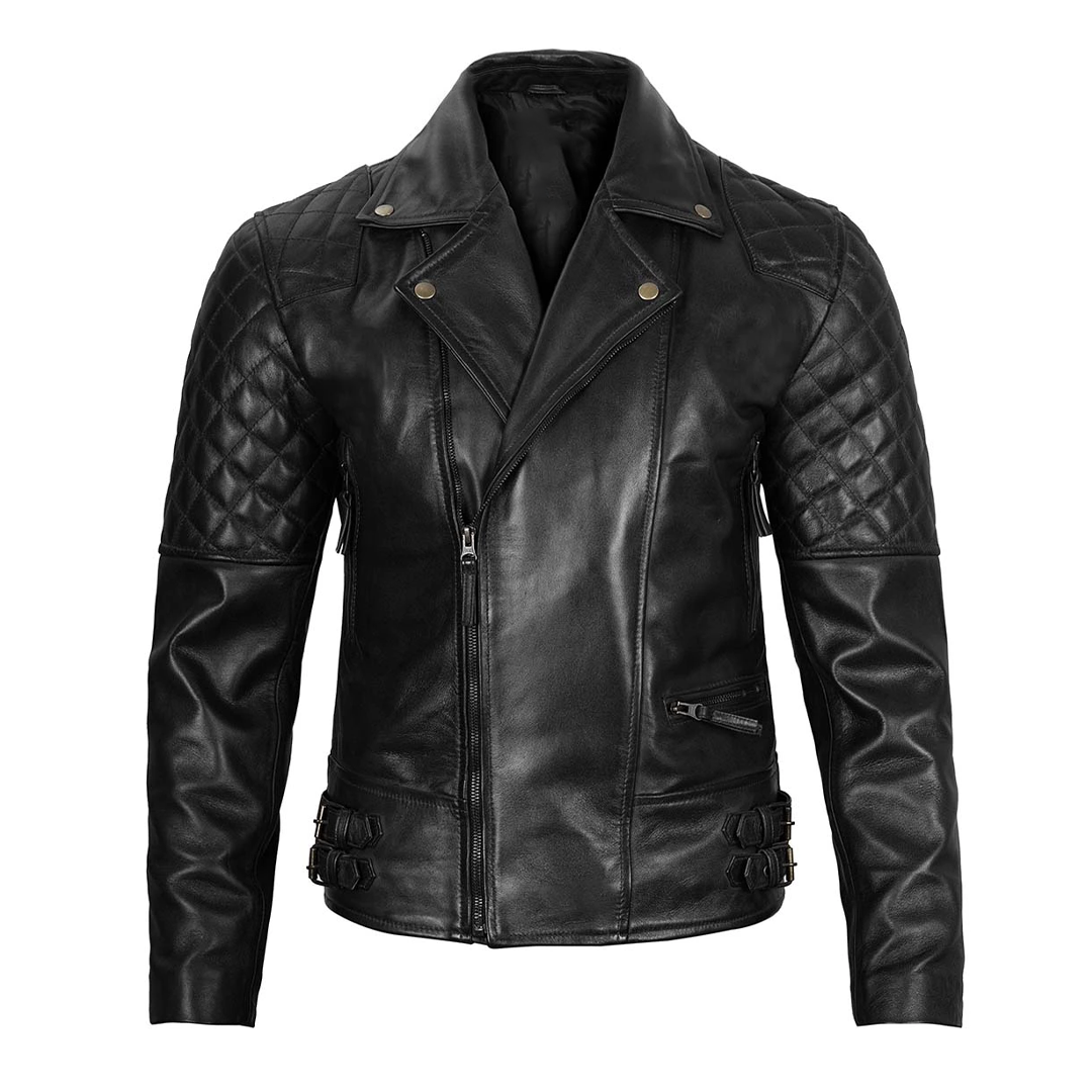 Men's Black Quilted Modern Rider Biker Leather Jacket