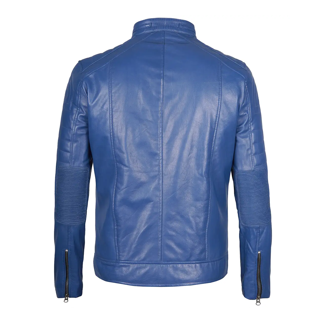 Men's Blue Austin Real Leather Jacket