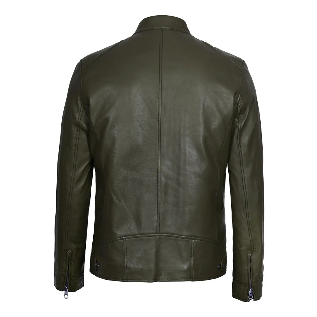 Men's Dodge Green Biker Leather Jacket