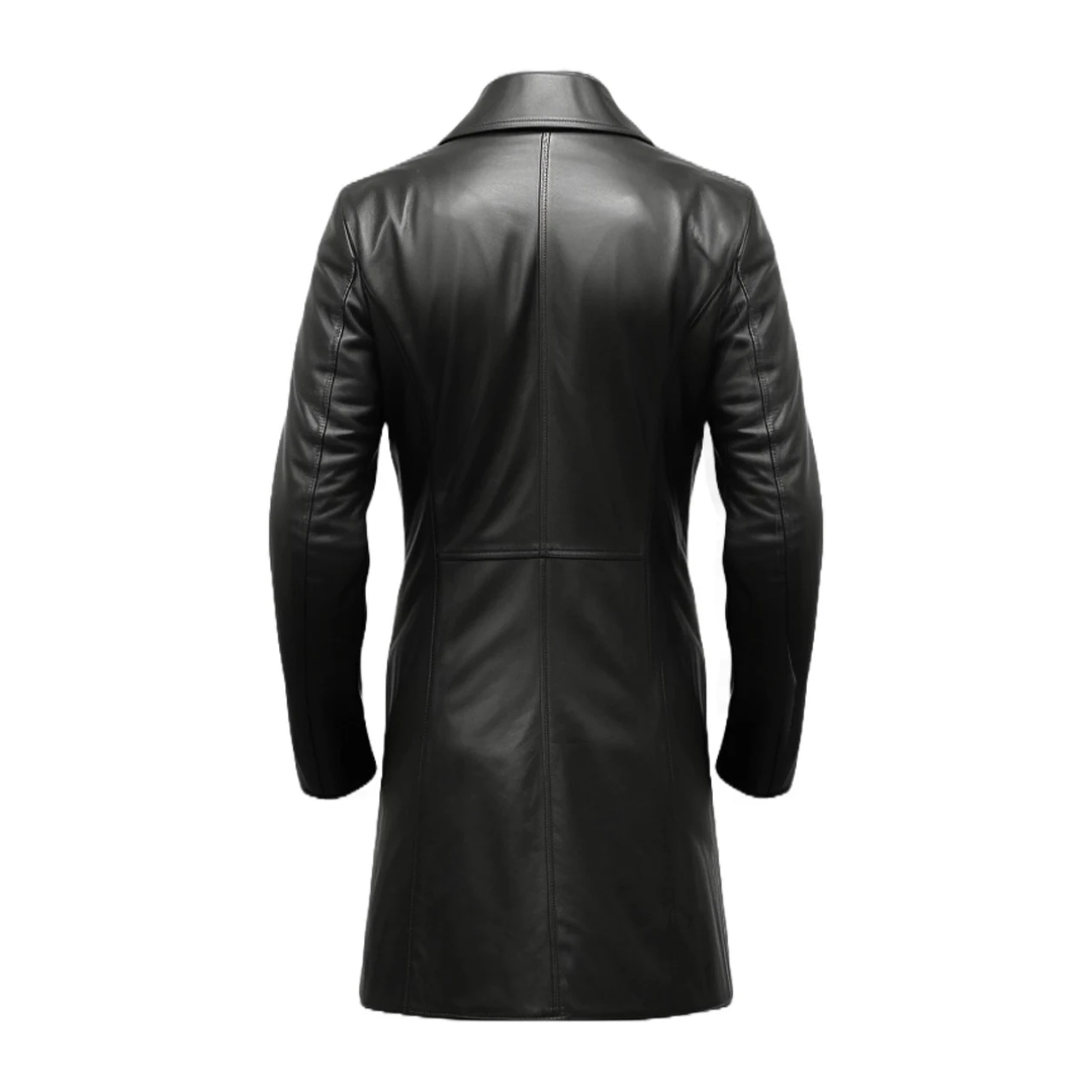 Black Classic Long Leather Coat