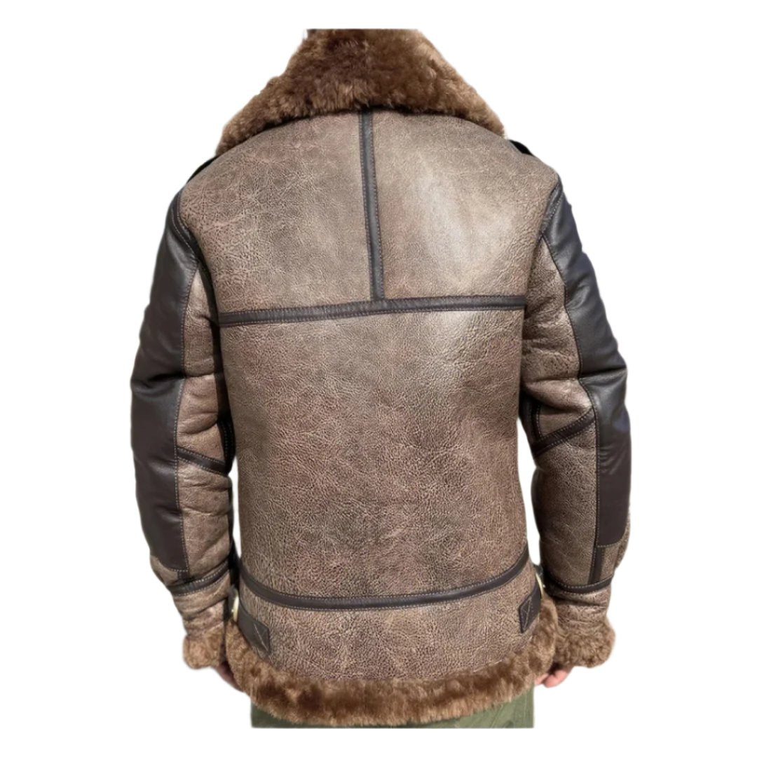 Men's Pilot Short Mixed Colors Motorcycle Shearling Jacket