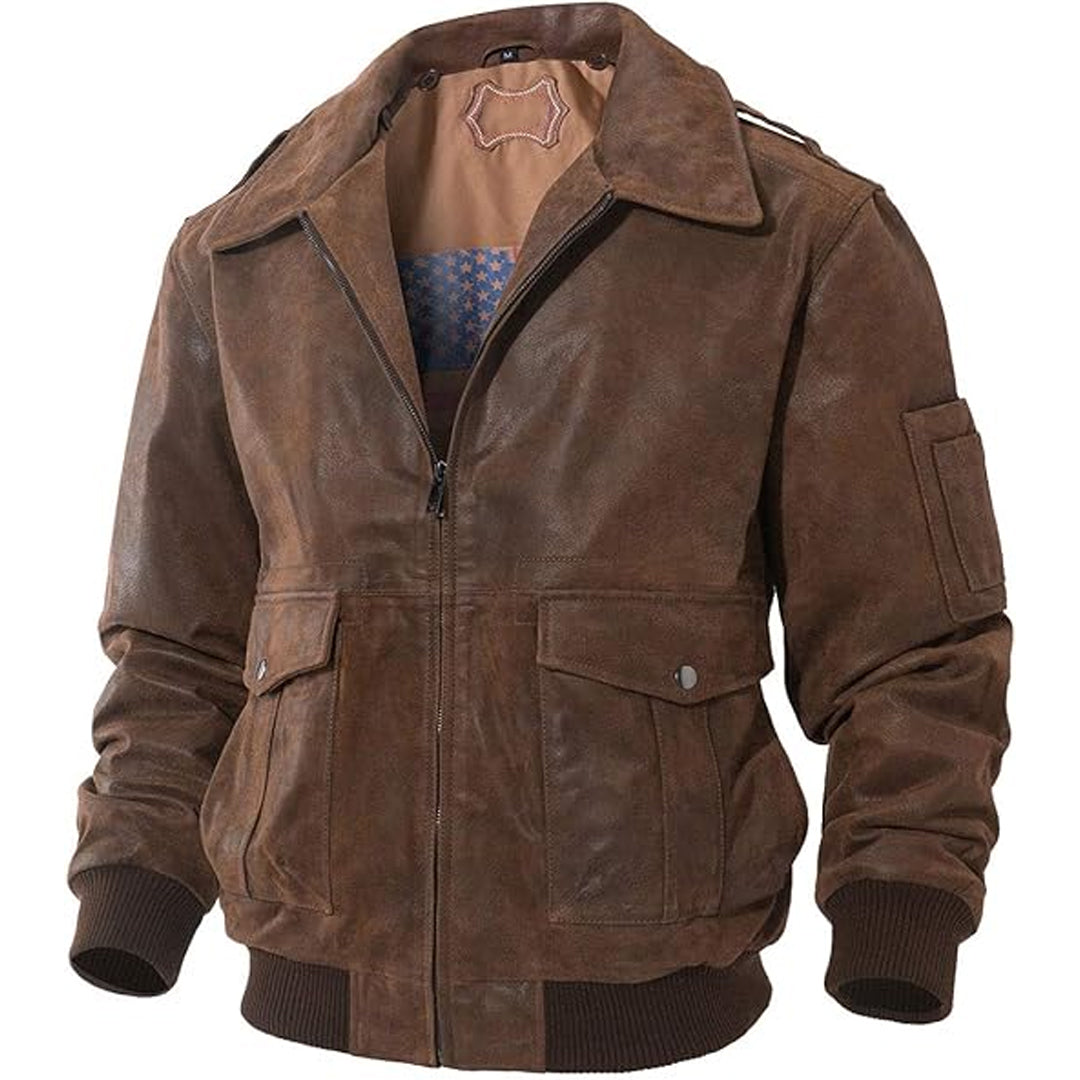 Men's Air Force Flight Aviator Bomber Leather Jacket