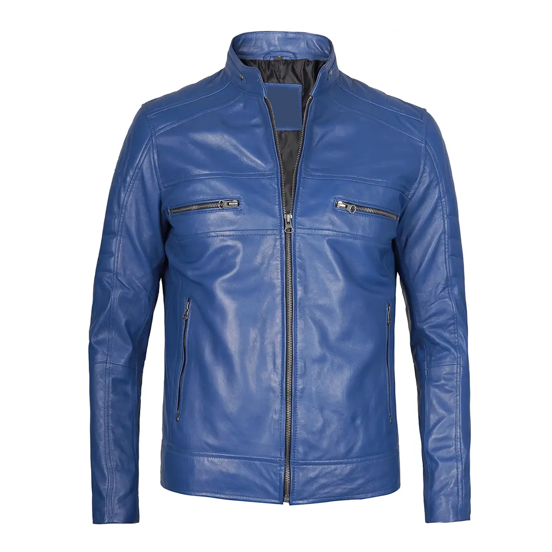 Men's Blue Austin Real Leather Jacket