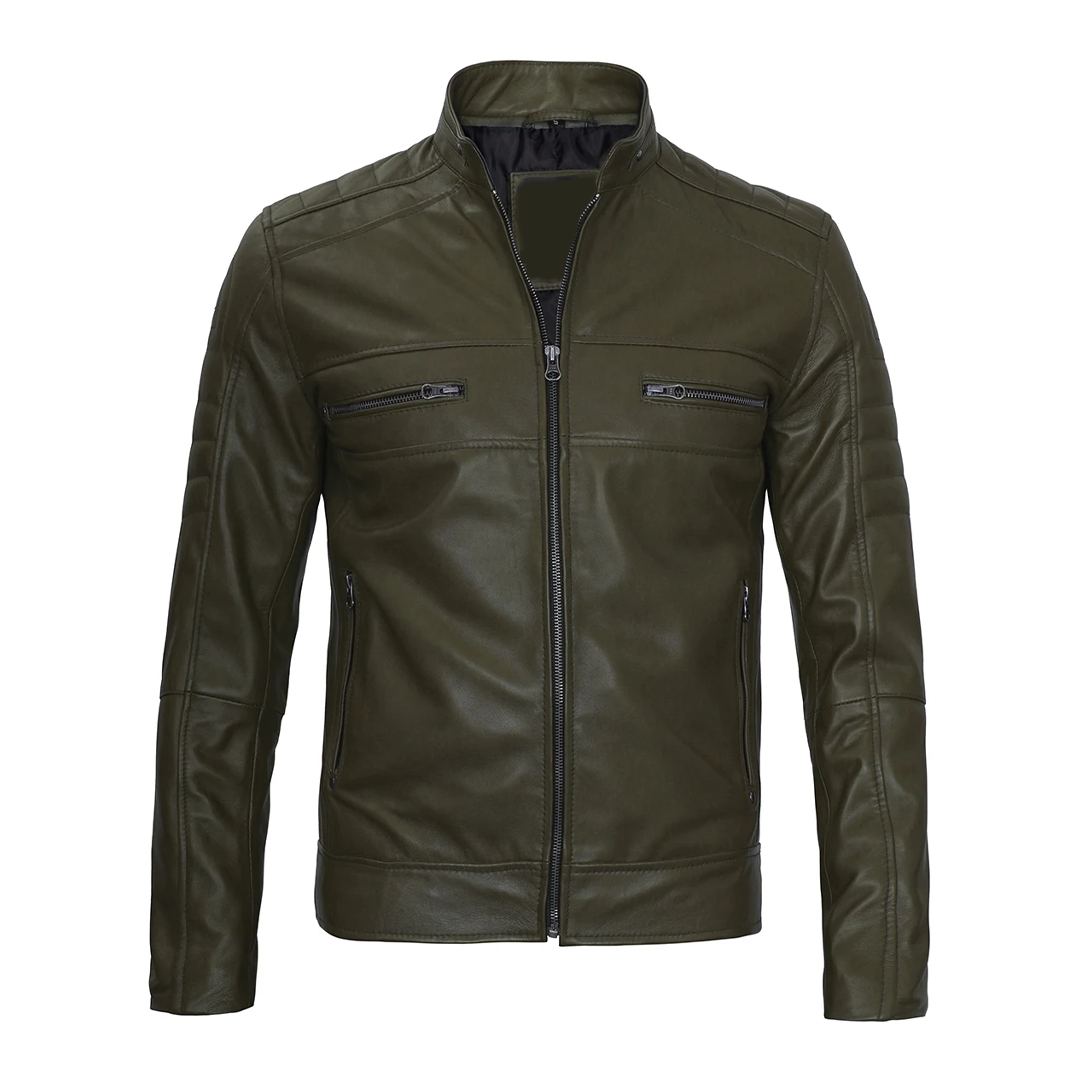 Men's Austin Dark Green Real Leather Jacket