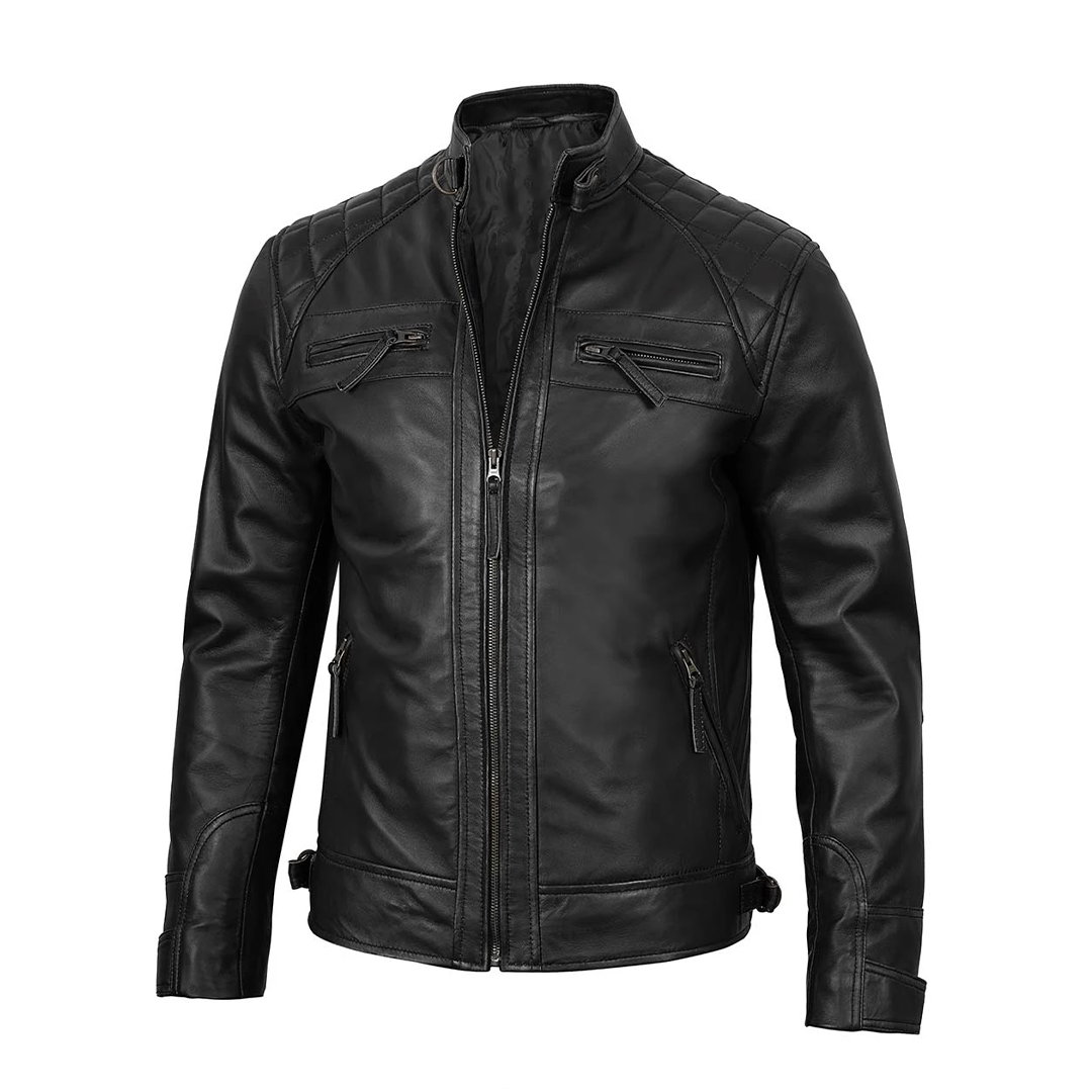 Men's Classic Black Real Biker Leather Jacket