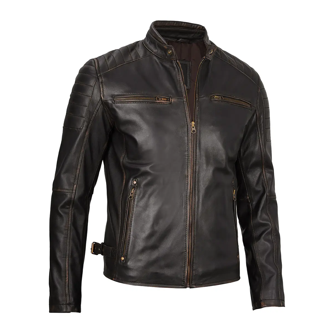 Men's Dark Brown Biker Leather Jacket