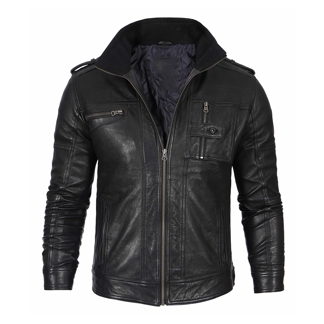 Men's Waxed Black Leather Jacket