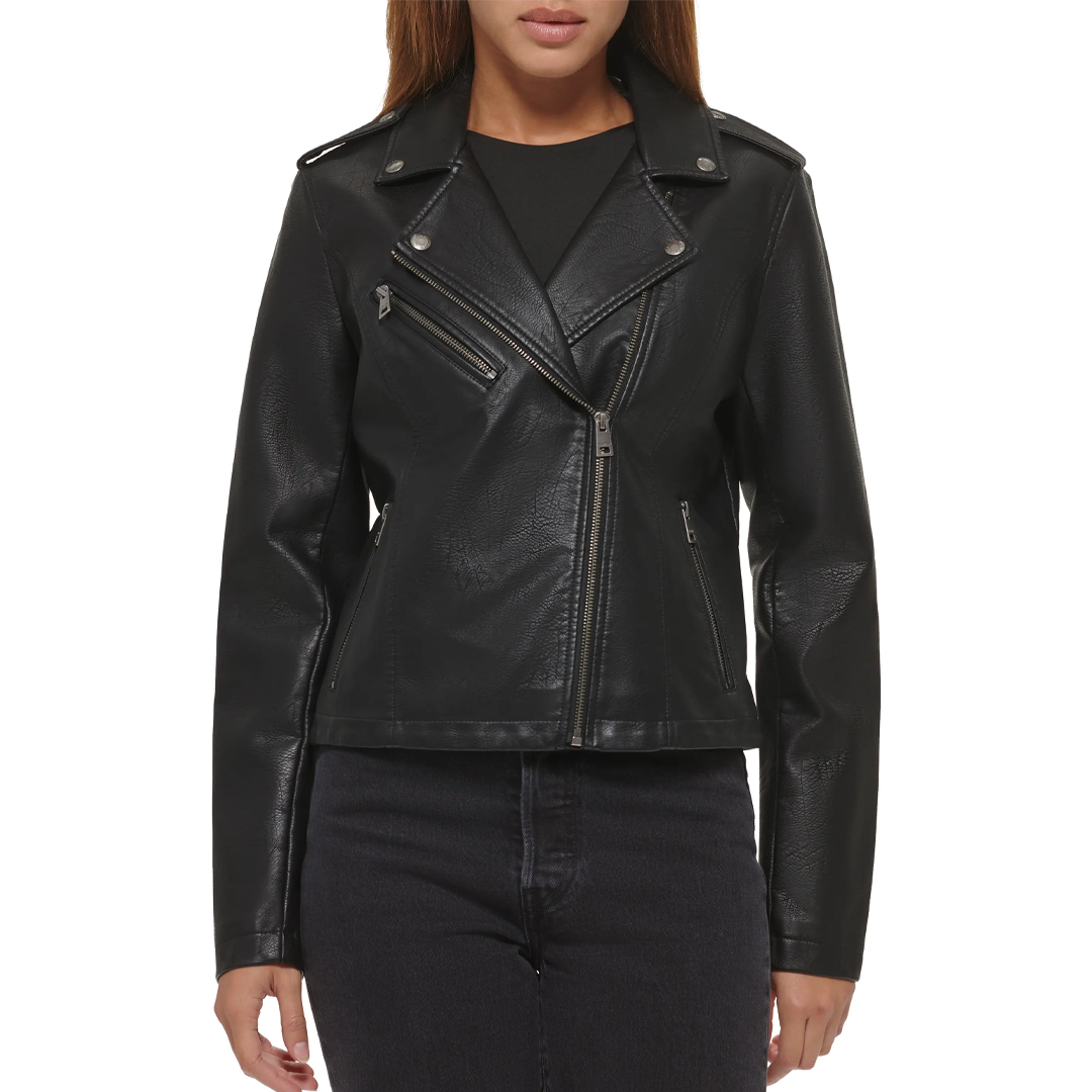 Women's Black Slim Fit Moto Leather Jacket