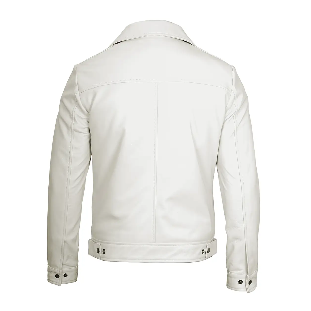 Men's Off White Harrington Real Leather Jacket