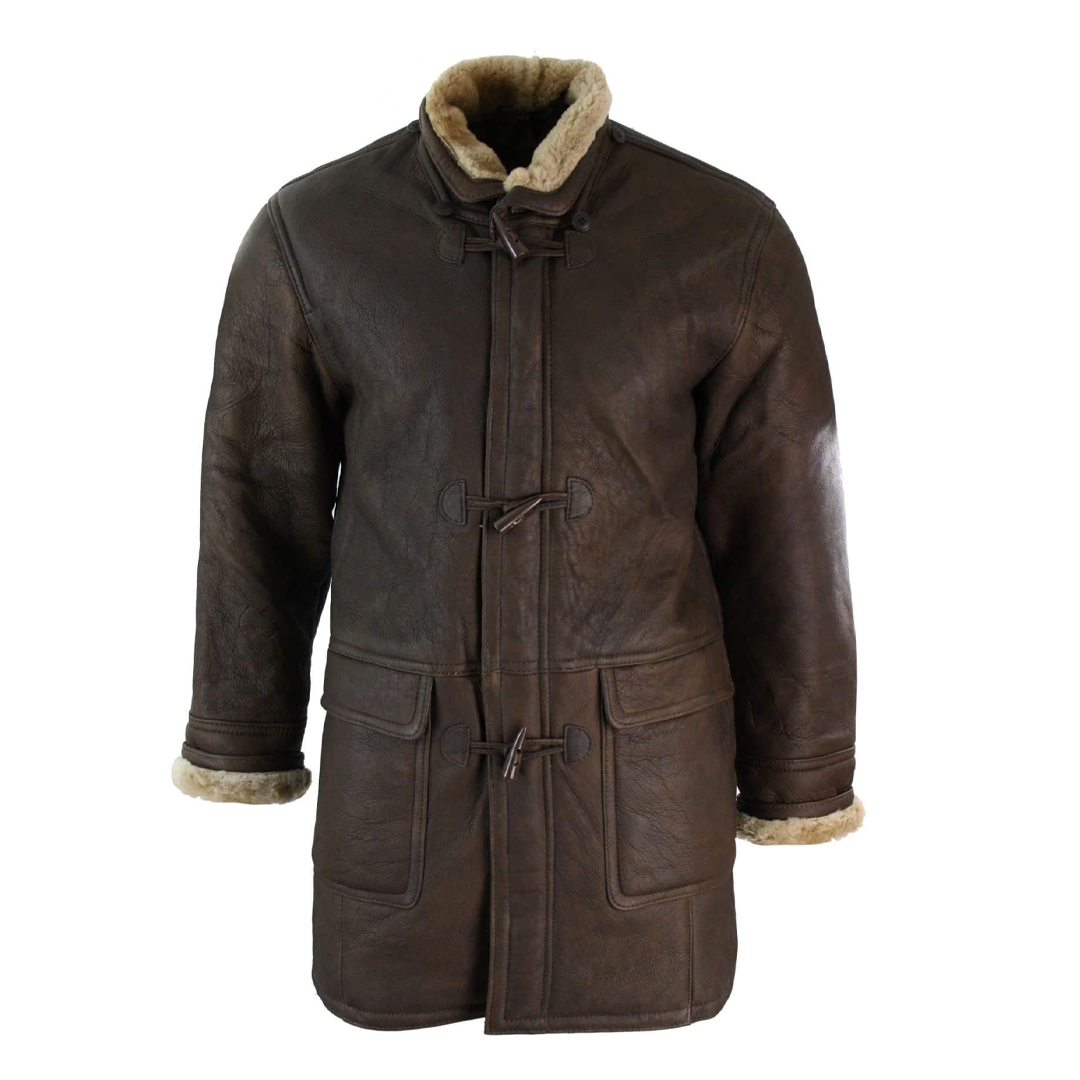 Brown B3 Duffle Safari Leather Coat