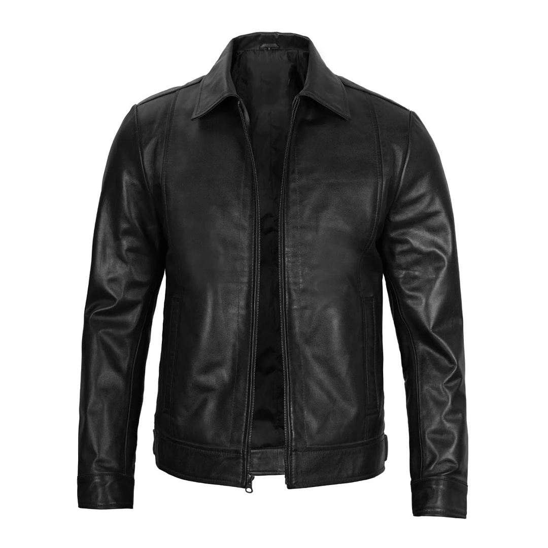 Men's Harrington Black Leather Jacket