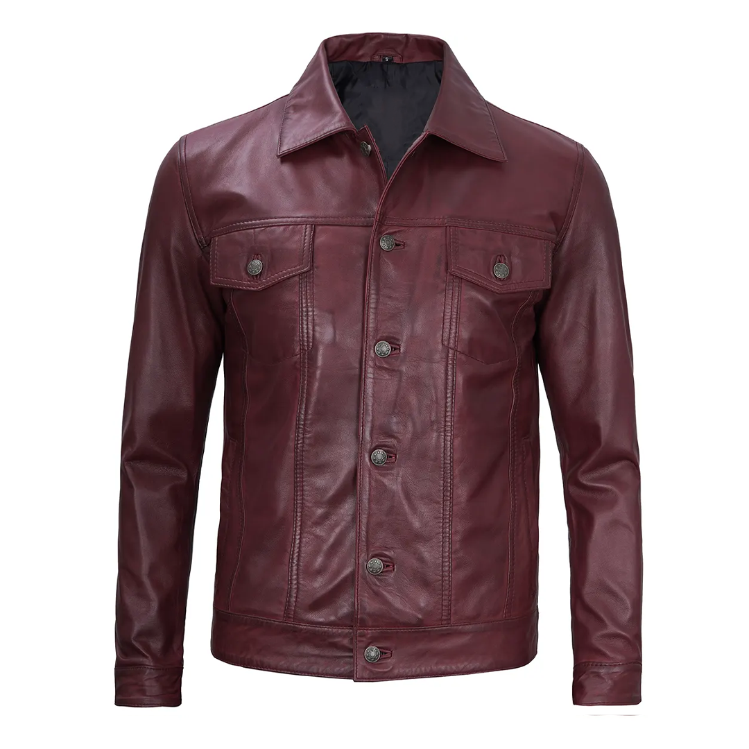 Men's Maroon Fernando Leather Jacket