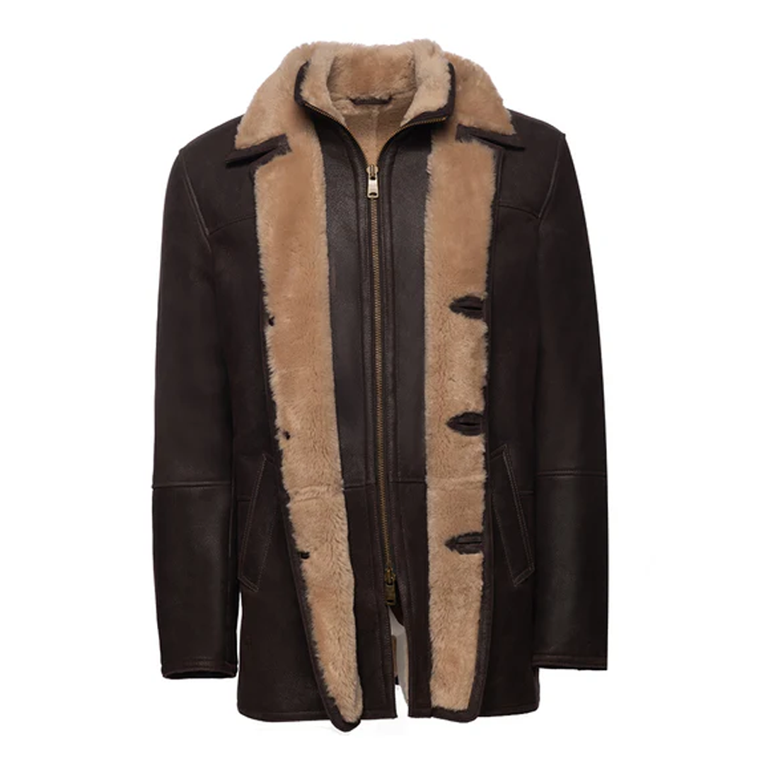 Brown Alex's Shearling Leather Coat