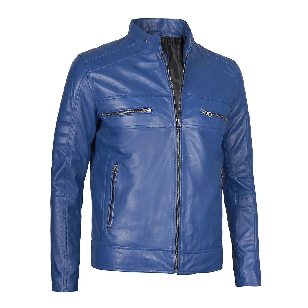 Men's Blue Austin Real Leather Jacket