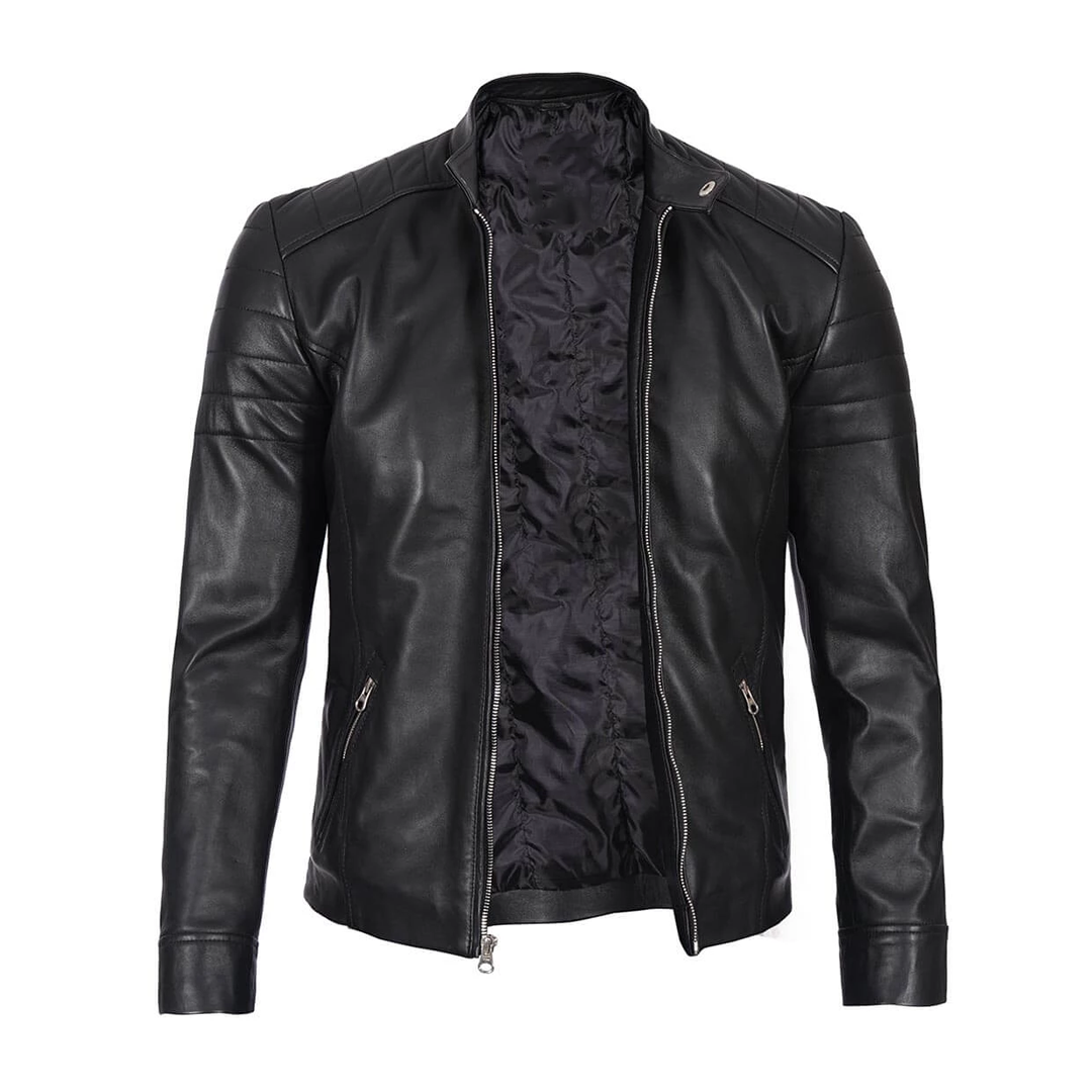 Men's Classic Black Biker Leather Jacket