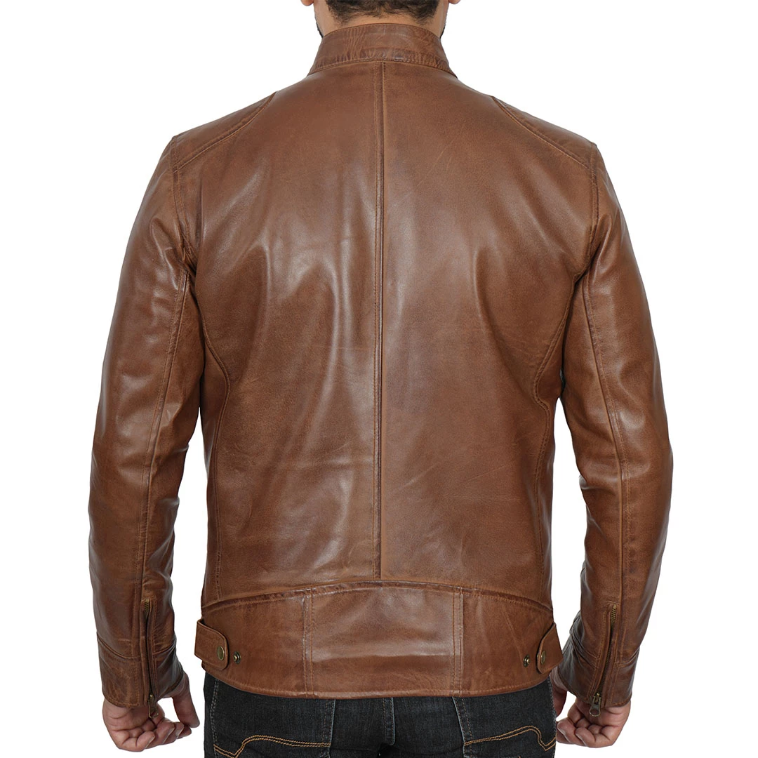 Men's Chocolate Brown Biker Leather Jacket