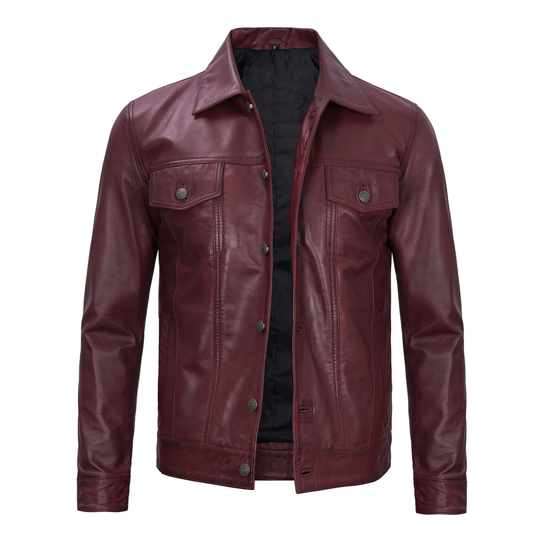 Men's Maroon Fernando Leather Jacket