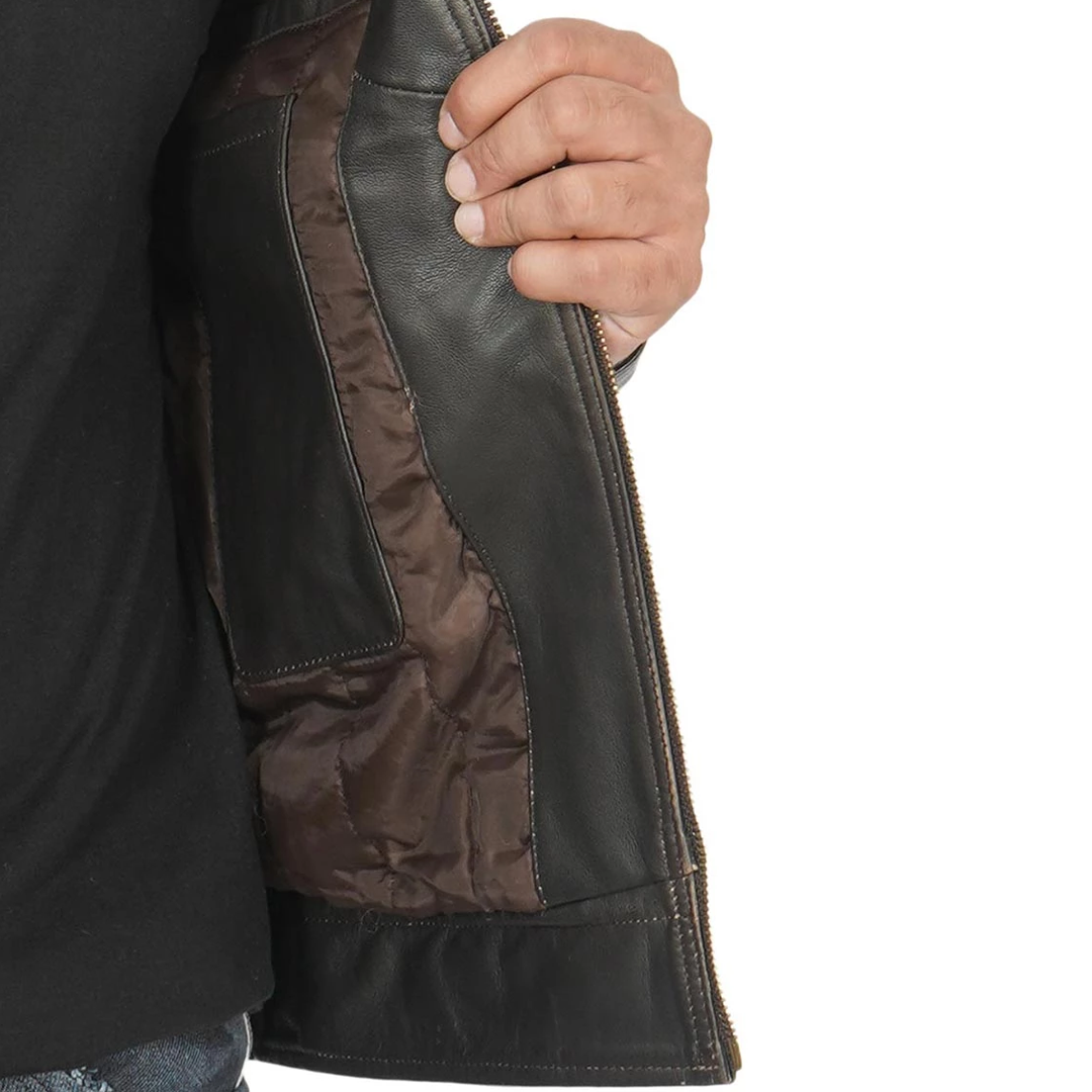 Men's Trucker Dark Brown Leather Jacket