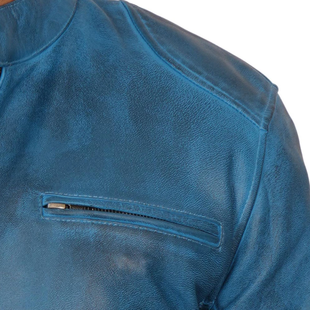 Men's Dodge Blue Leather Jacket