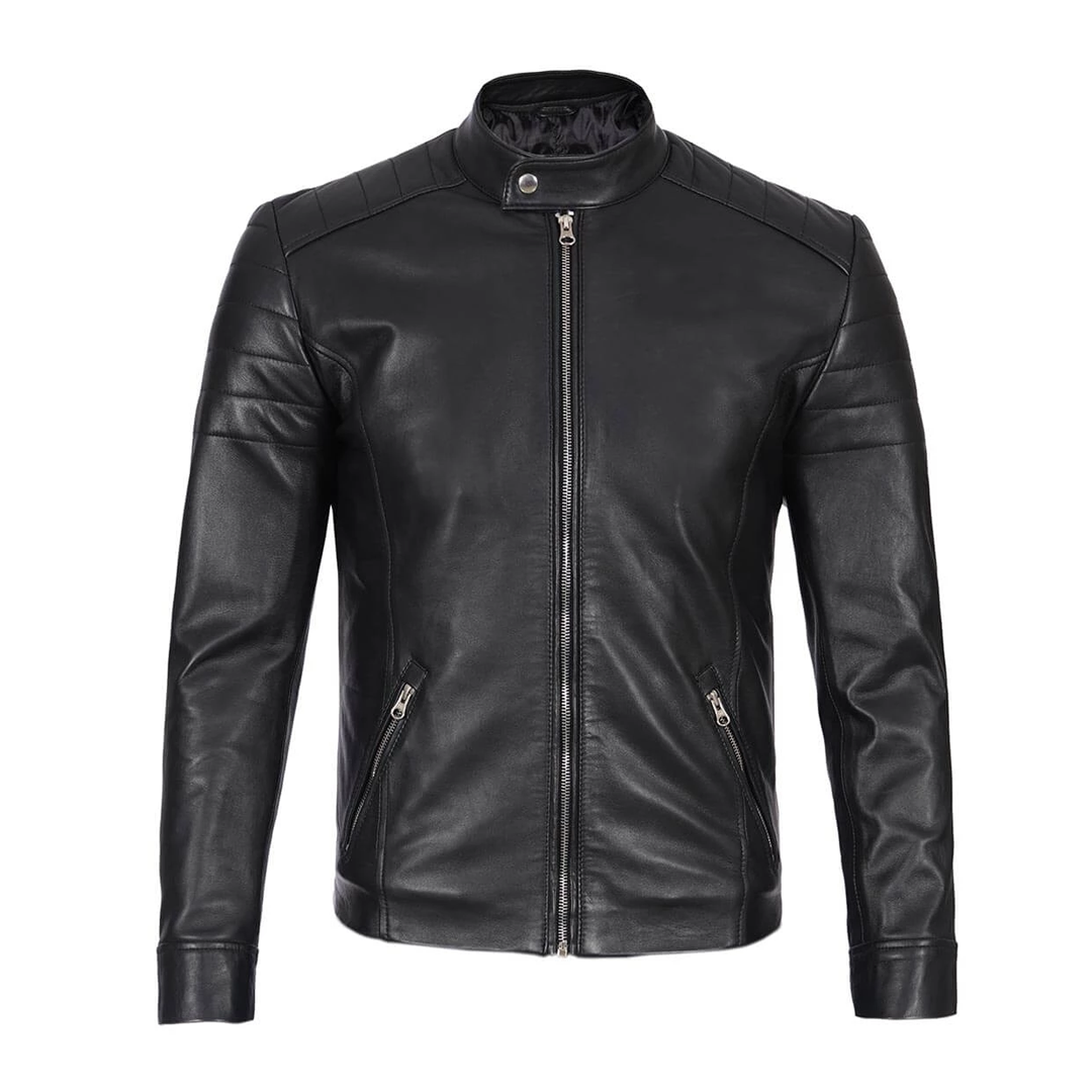 Men's Classic Black Biker Leather Jacket